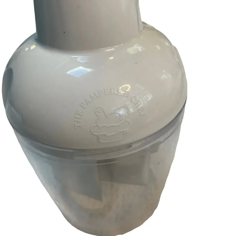 Pampered Chef Food Chopper 2585 Manual Processor Rotating Blades Cover Stainless